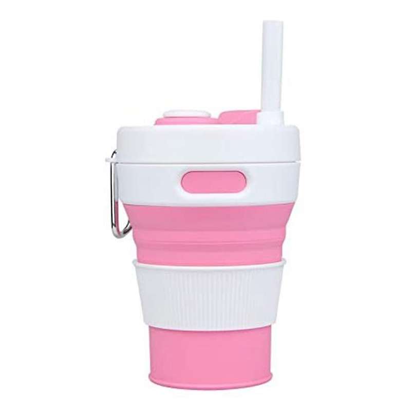 Collapsible Coffee Cup, Portable Foldable Travel Mug, 15.8oz,pink