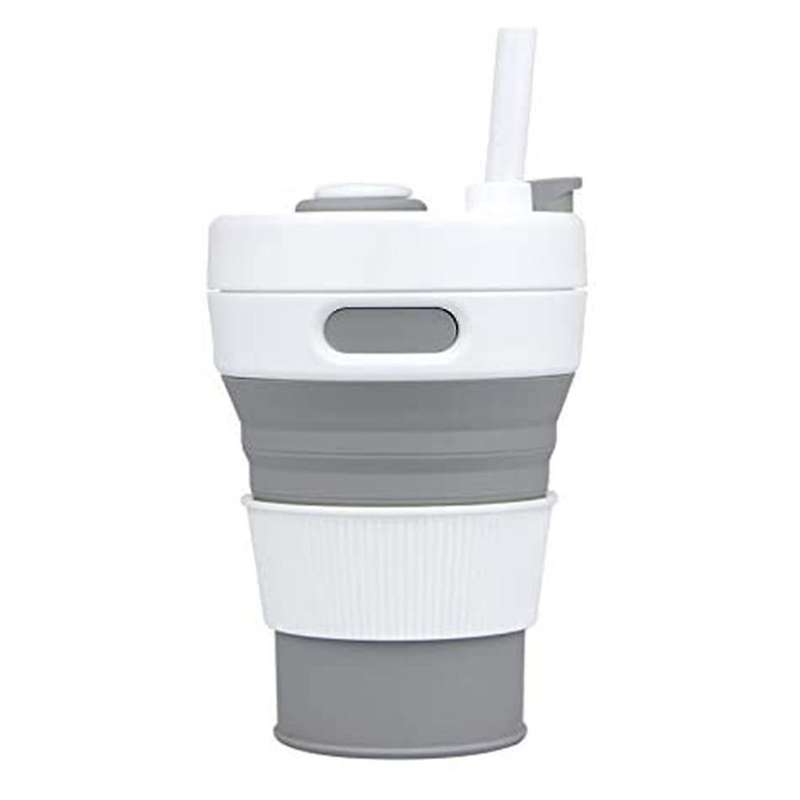 Collapsible Coffee Cup, Portable Foldable Travel Mug, 15.8oz,grey