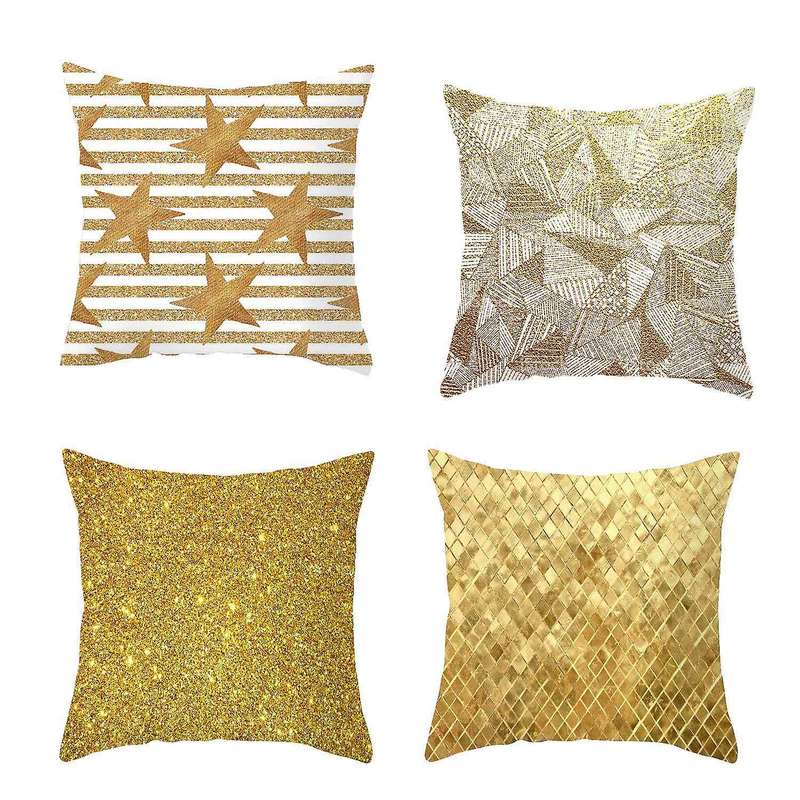 4pieces Gilt Pattern Digital Printing Pillowcase Sofa Car Home Decor Gold