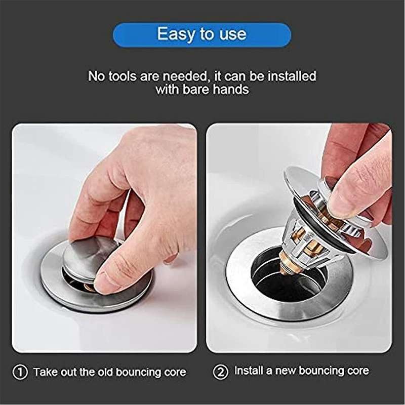 Basin Sink Waste Plug Push-in Bounce for Kitchen Bathroom and Toilet