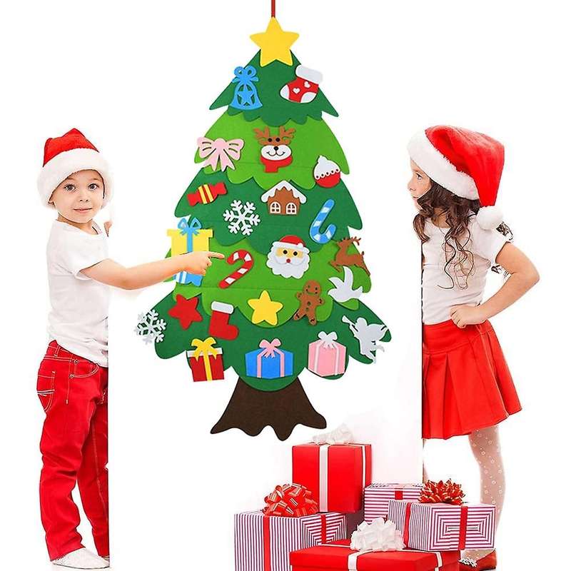 Diy Felt Christmas Tree Set for Kids, Wall Hanging Christmas Tree