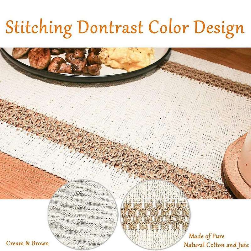 Table Runners Splicing with Tassel, Boho Table Runner for Fall A
