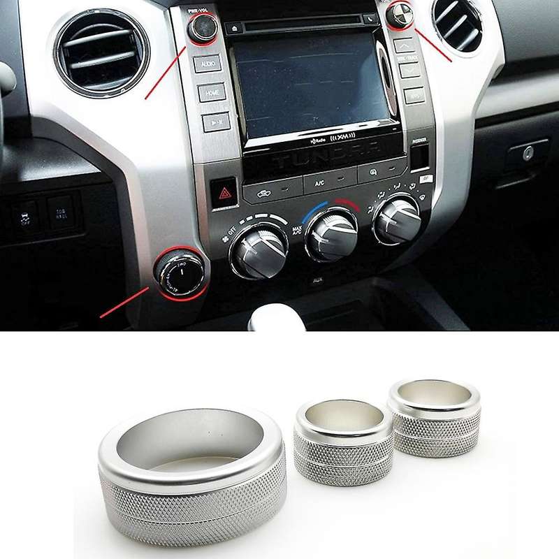 3pcs for Toyota Tundra 2014-2021 Car Ac Volume Vent Knob Ring, Silver