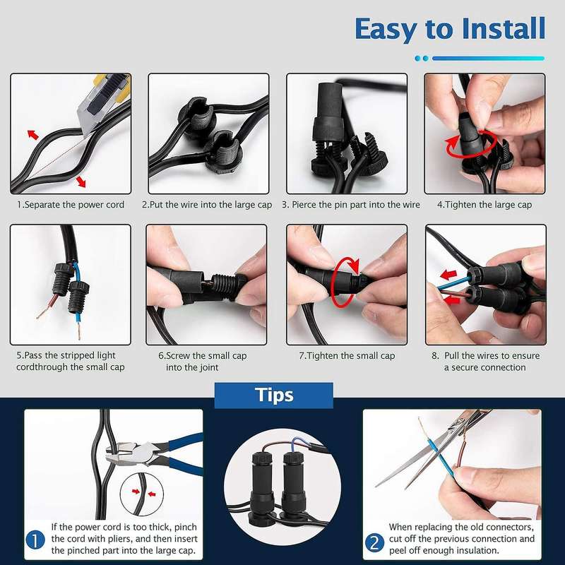 8pcs Low Voltage Landscape Wire Connector 12-16 Gauge Cable High