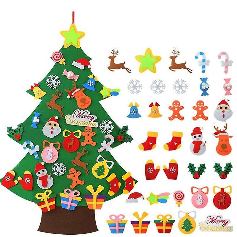 Kids Diy Felt Decor for Home Santa Claus Xmas Tree for Toddlers