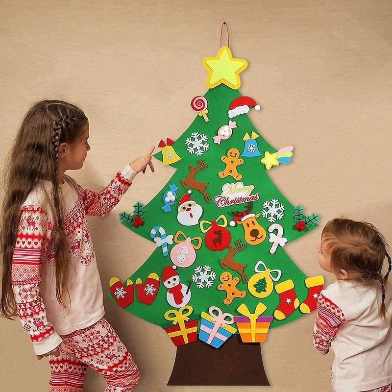 Kids Diy Felt Decor for Home Santa Claus Xmas Tree for Toddlers