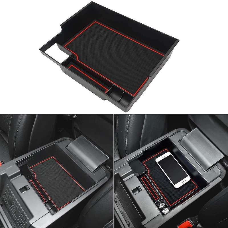 Center Console Tray for Ford Explorer Armrest Storage Box, Red