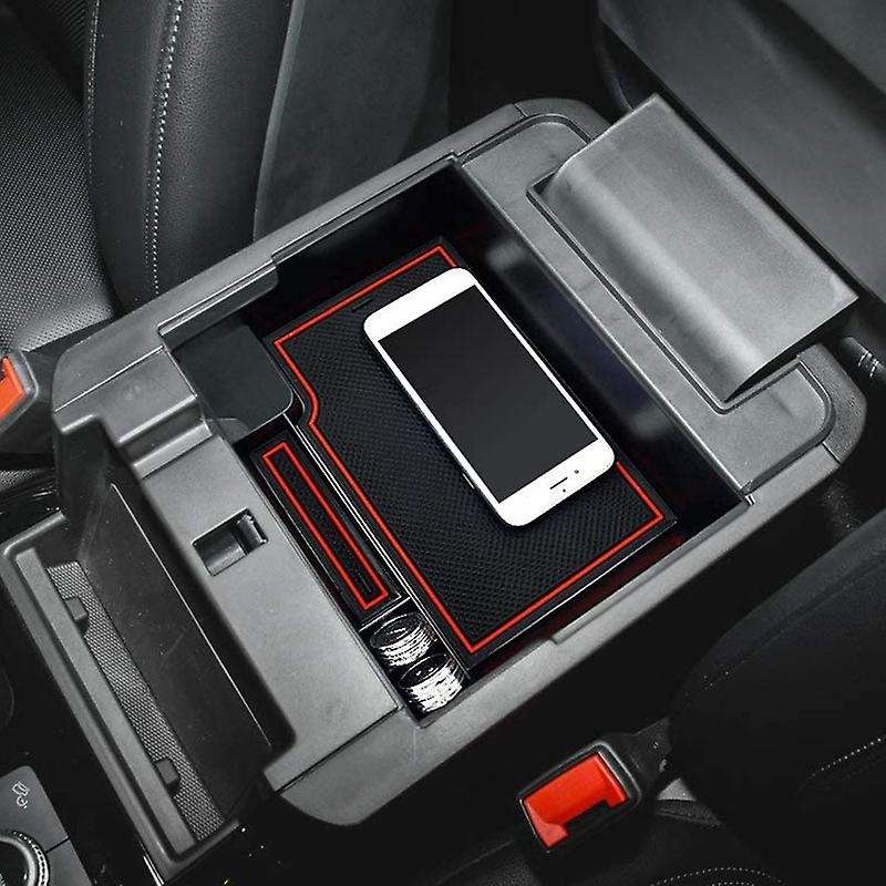 Center Console Tray for Ford Explorer Armrest Storage Box, Red