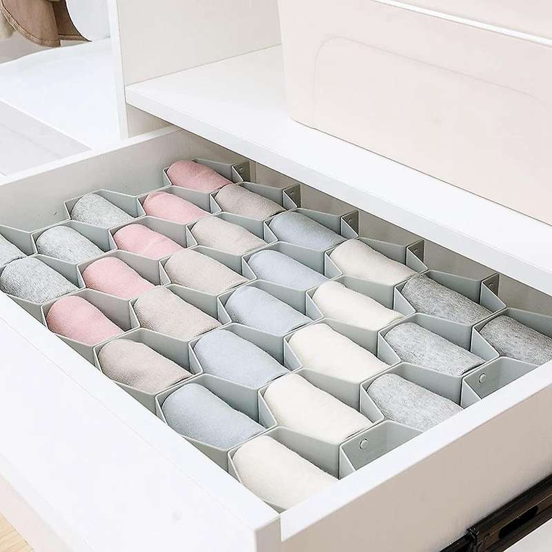 Drawer Divider Organizer, Storage for Underwear, Socks, Dresser Gray