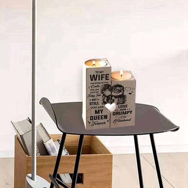 Heart-shaped Candle Holder Wooden Candle Container Set with Printing