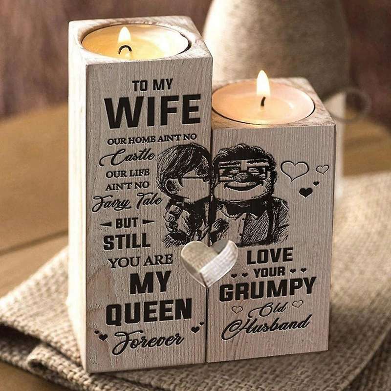 Heart-shaped Candle Holder Wooden Candle Container Set with Printing