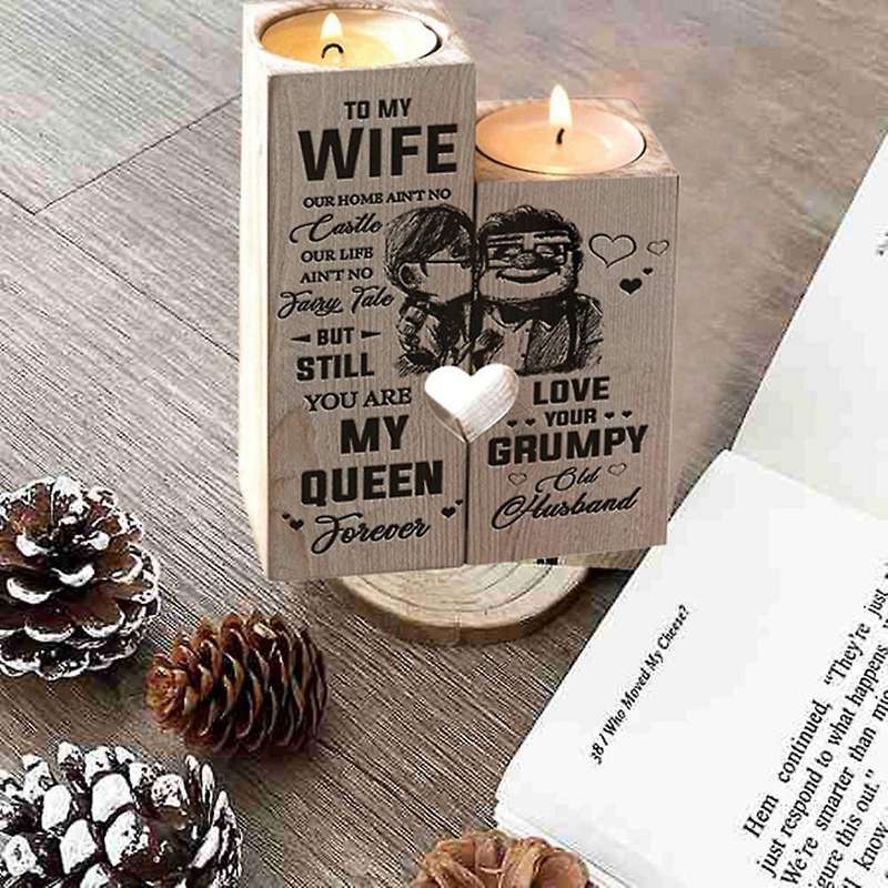 Heart-shaped Candle Holder Wooden Candle Container Set with Printing