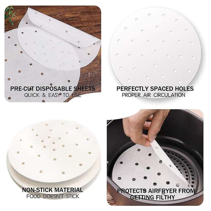 200pcs Air Fryer Liners,9 Inch Perforated Parchment Paper Sheets