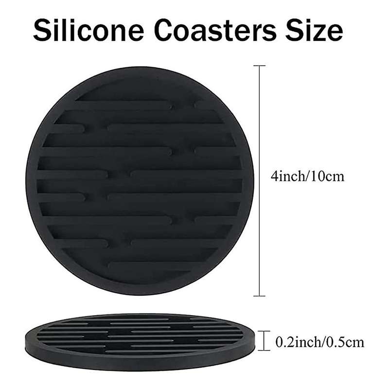 Silicone Coasters,6 Pack Round Tea Coaster Set for Protect Furniture