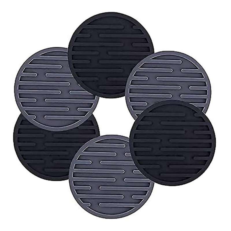 Silicone Coasters,6 Pack Round Tea Coaster Set for Protect Furniture