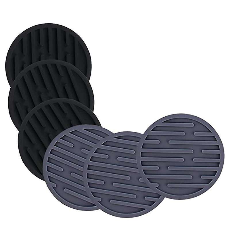 Silicone Coasters,6 Pack Round Tea Coaster Set for Protect Furniture