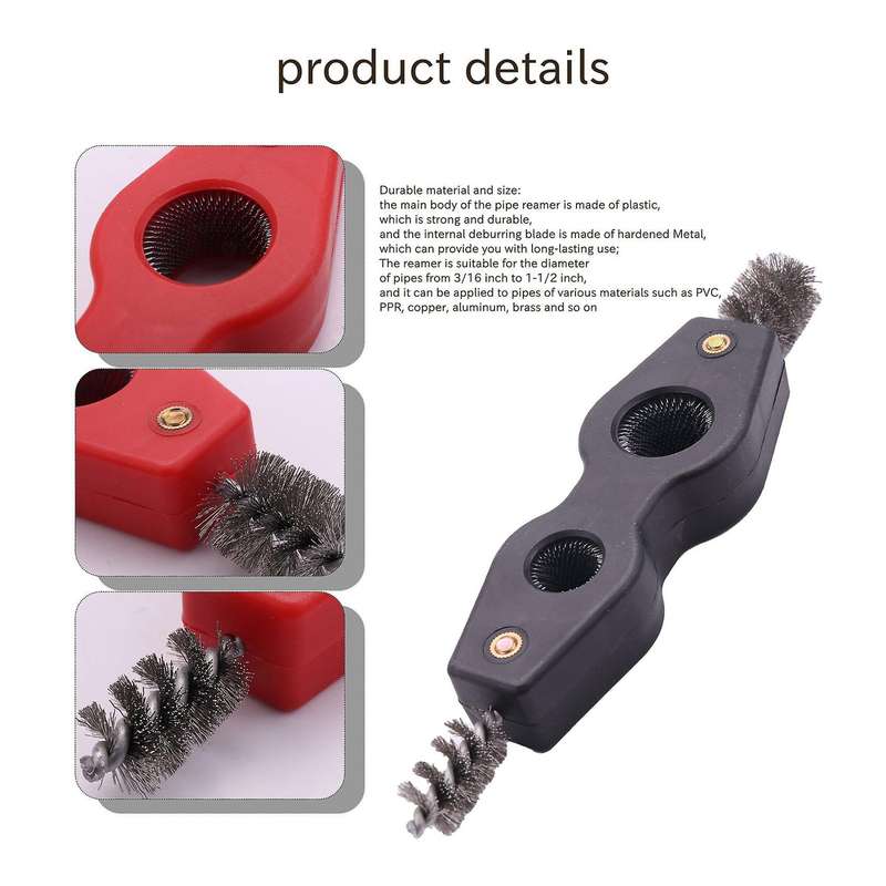 4 Pcs Copper Pipe Cleaner and Reamer Set Chamfer Tool (red+black)