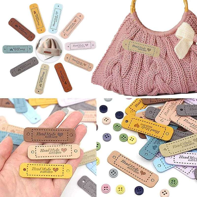 100pcs Pu Leather Label Clothing Embossed Tag for Jeans Bags Shoes