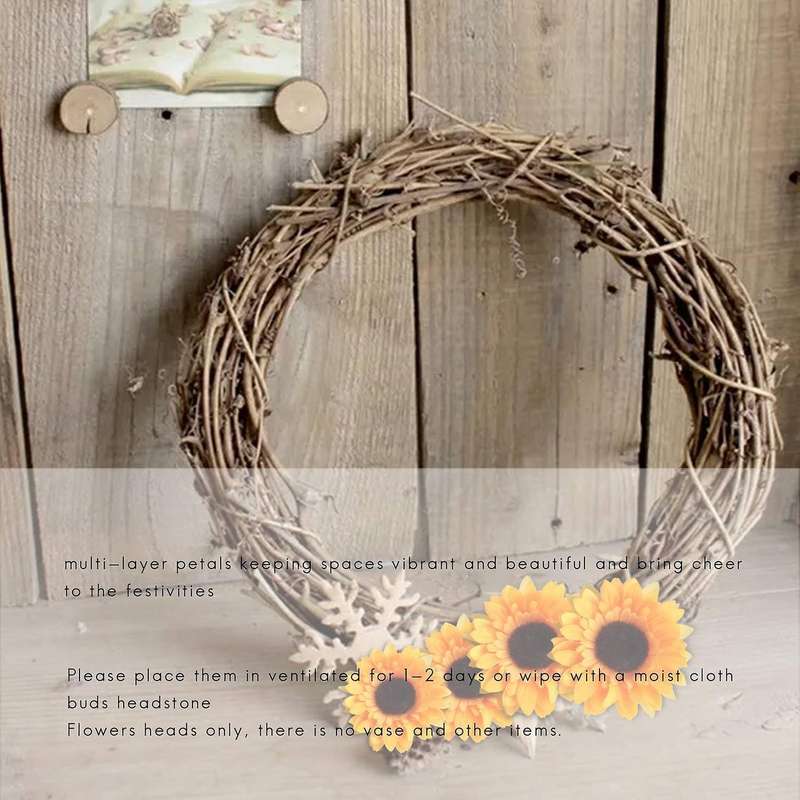 24pcs Artificial Sunflower Heads Silk Flower Faux Floral