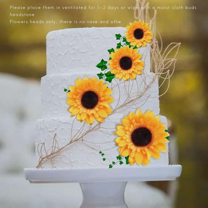24pcs Artificial Sunflower Heads Silk Flower Faux Floral