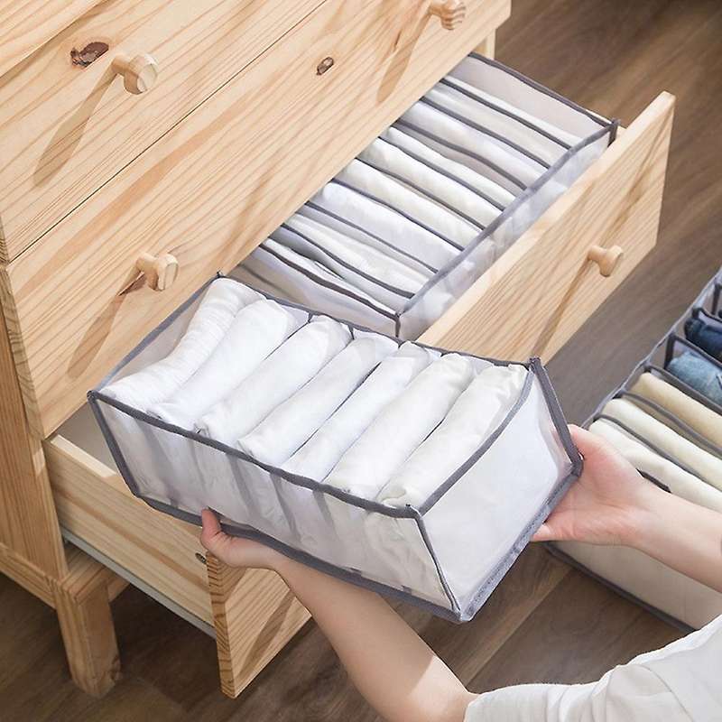 4pcs Wardrobe Storage Organiser, Jeans Compartment Storage Box White