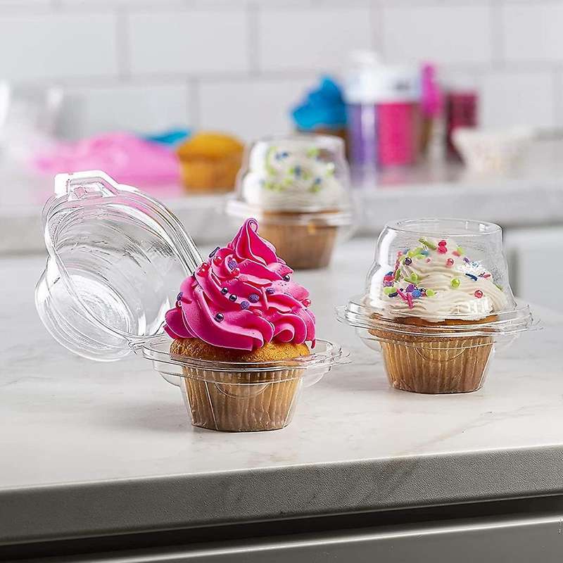 Cupcake Boxes, with Connected Airtight Deep Dome Lid Cupcake Box