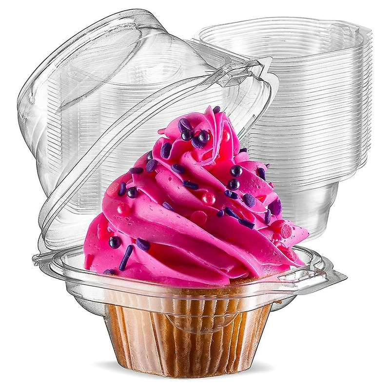 Cupcake Boxes, with Connected Airtight Deep Dome Lid Cupcake Box