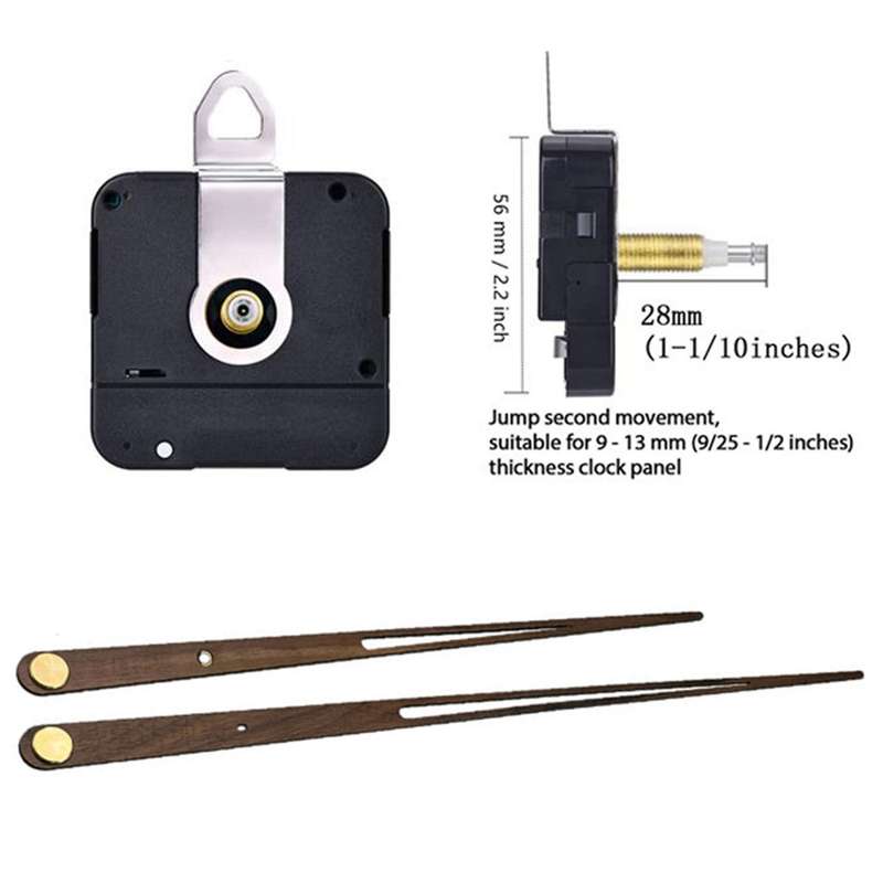 High Torque Clock Movement Mechanism Quartz Clock Walnut Wood 28mm