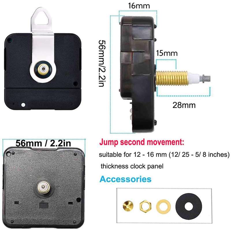 High Torque Clock Movement Mechanism Quartz Clock Walnut Wood 28mm