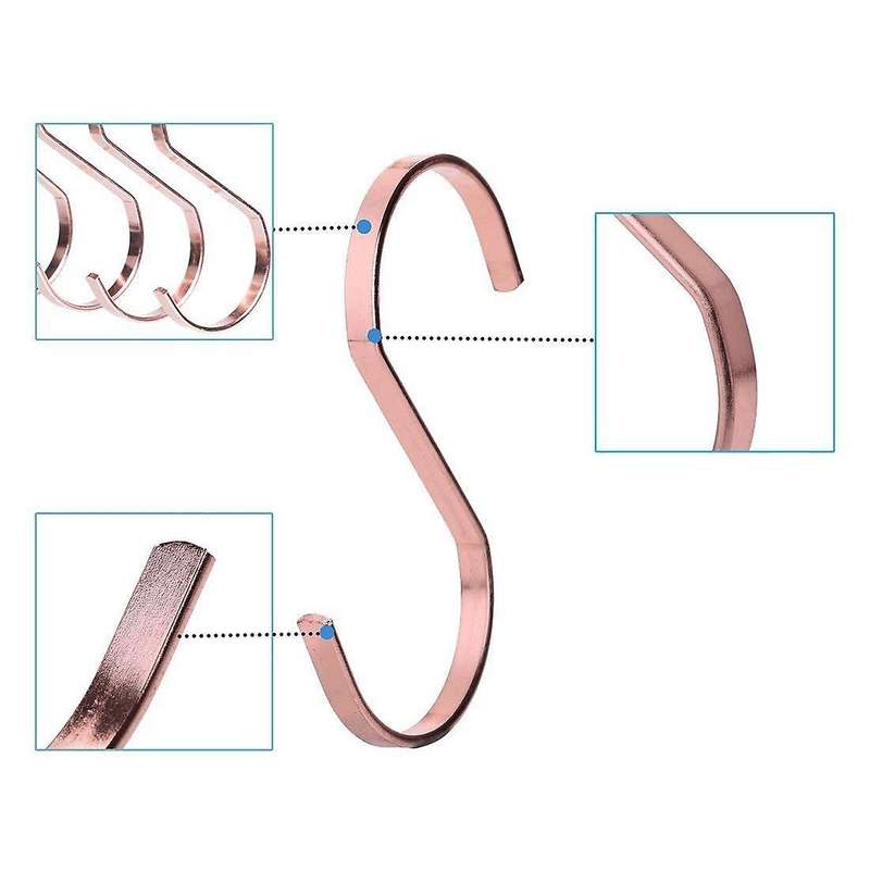 10-pack 4 Inch Rose Gold Chrome Finish Steel Hanging Flat Hooks