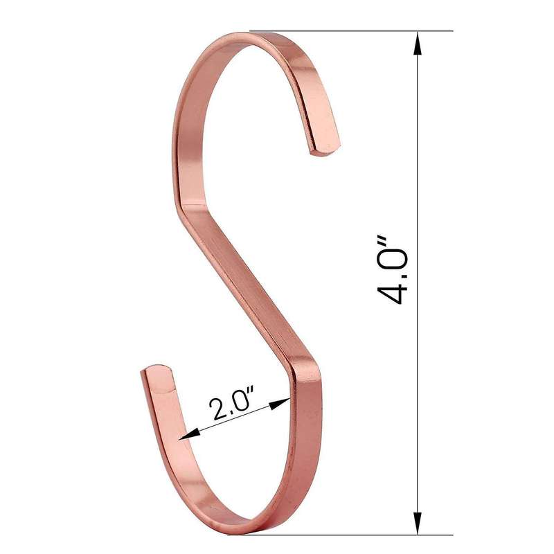 10-pack 4 Inch Rose Gold Chrome Finish Steel Hanging Flat Hooks