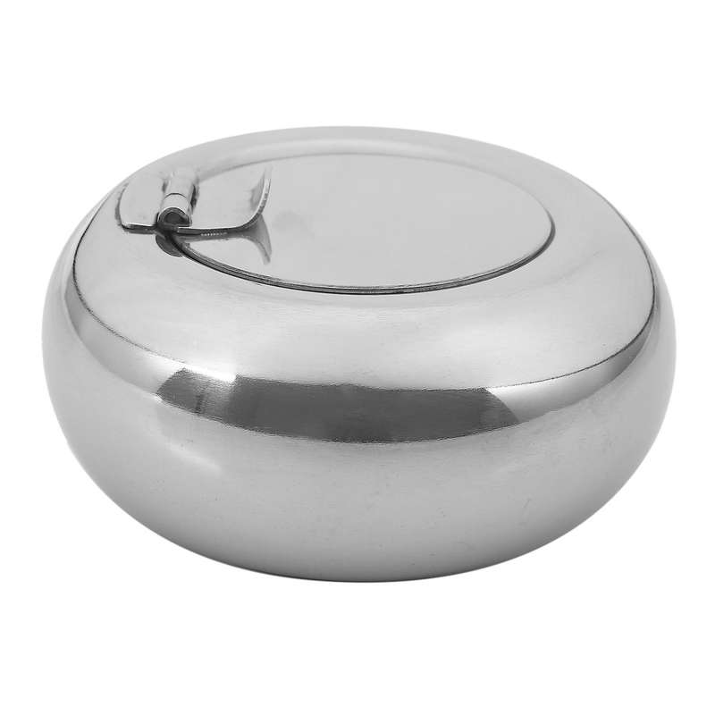 Stainless Steel Drum Shape Ashtray with Cover Car Living Room Office