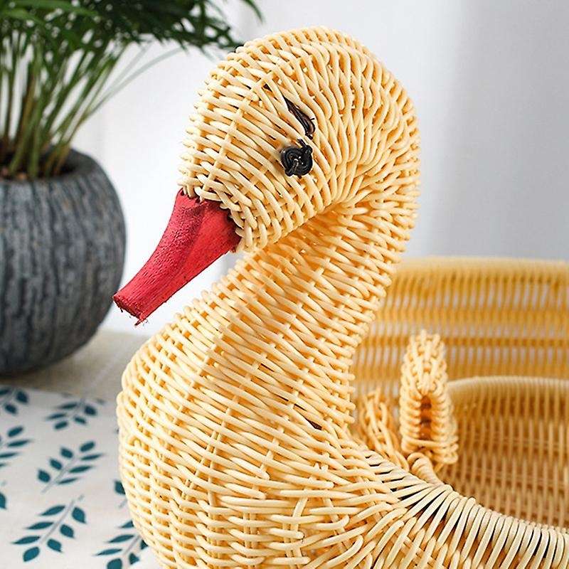 2 Pcs Imitation Rattan Weaving Receive A Personality Fruit Basket