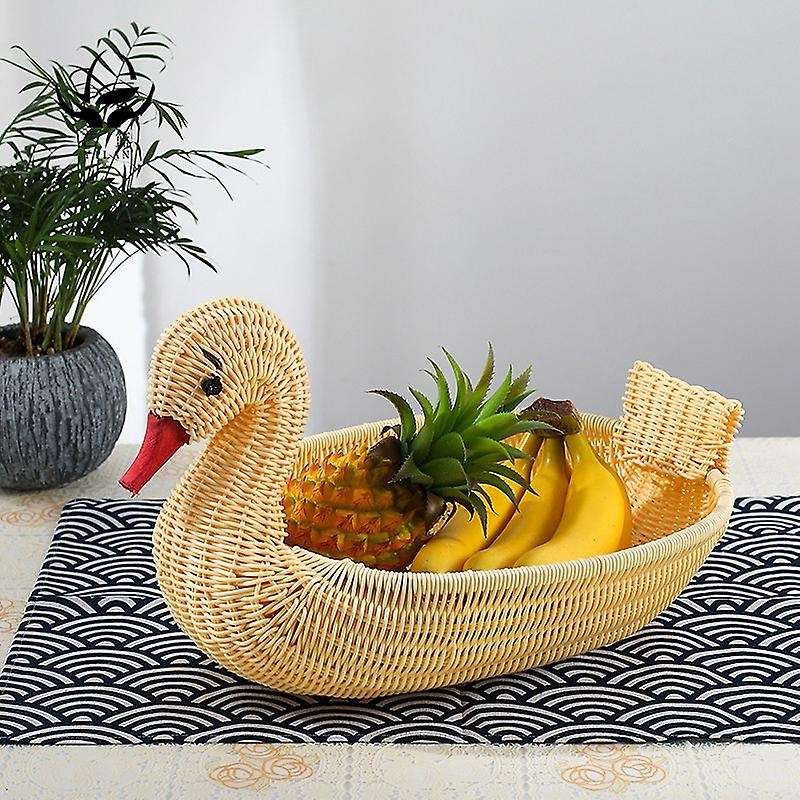 2 Pcs Imitation Rattan Weaving Receive A Personality Fruit Basket