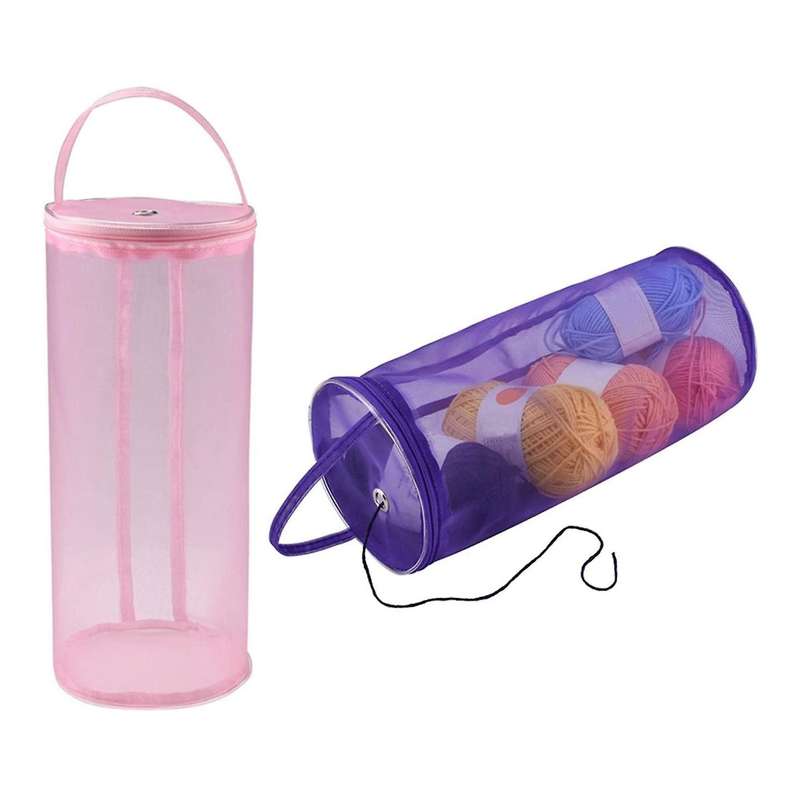 2 Pcs Yarn Storage Bags Knitting Bag Round Mesh Yarn Case Organizer