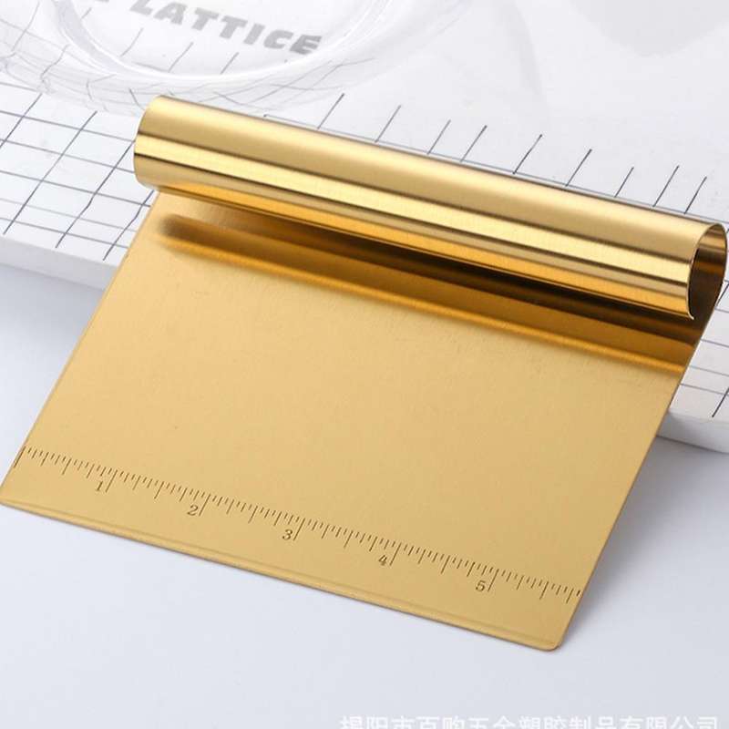 2pcs Bread Scrapers Stainless Steel Pizza Dough Scraper(gold)