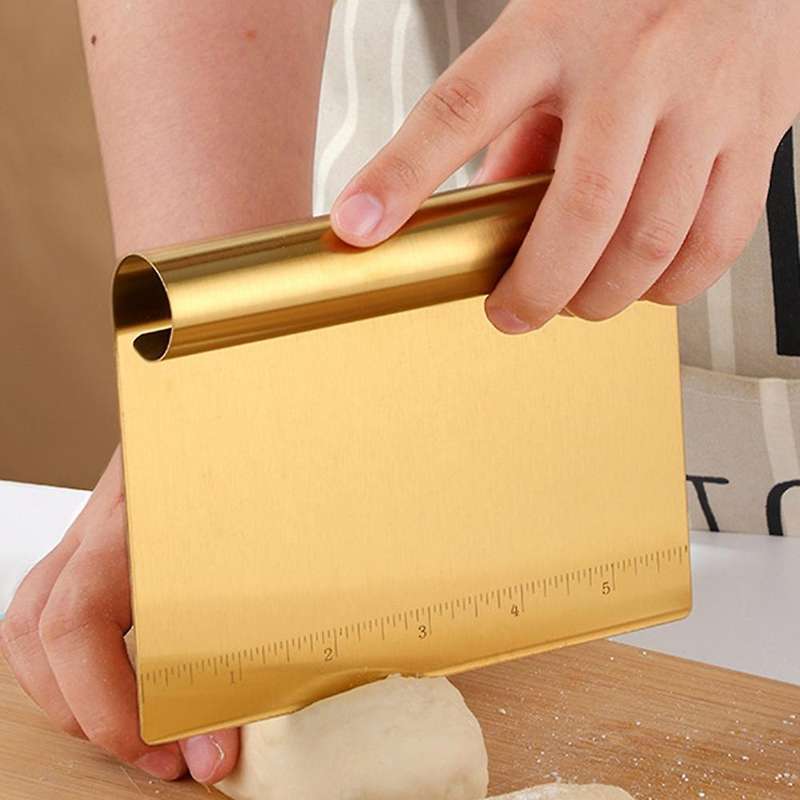 2pcs Bread Scrapers Stainless Steel Pizza Dough Scraper(gold)