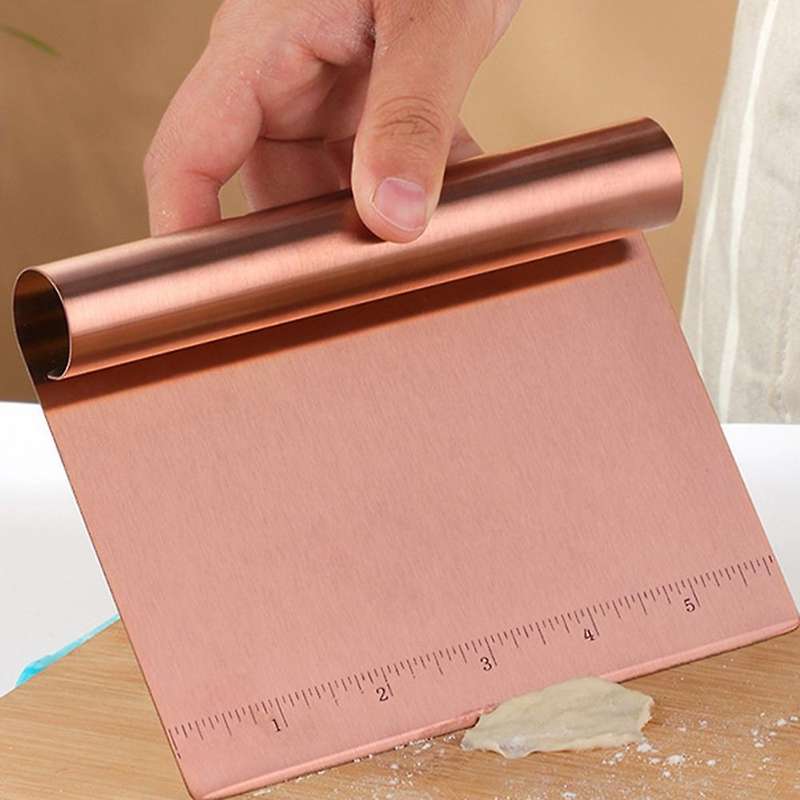 2pcs Bread Scrapers Stainless Steel Pizza Dough Scraper( Rose Gold)