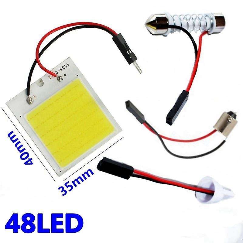 10pc/set 48smd Cob White Led T10 Ba9s Car Interior Panel Light Dome