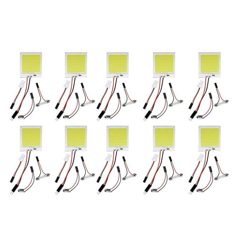 10pc/set 48smd Cob White Led T10 Ba9s Car Interior Panel Light Dome
