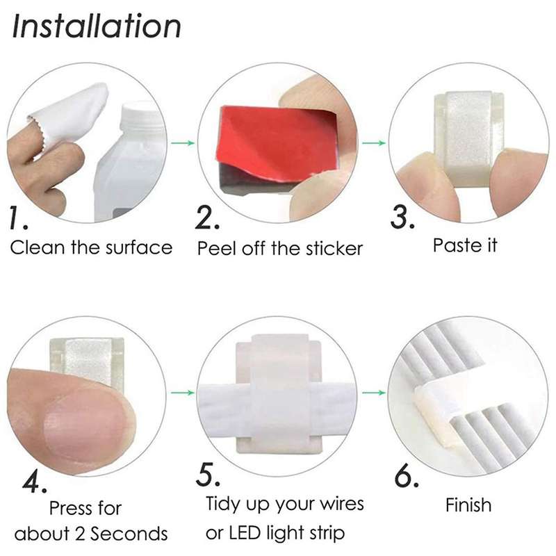 Self-adhesive Led Strip Light Mounting Brackets Clips(100-pack White)