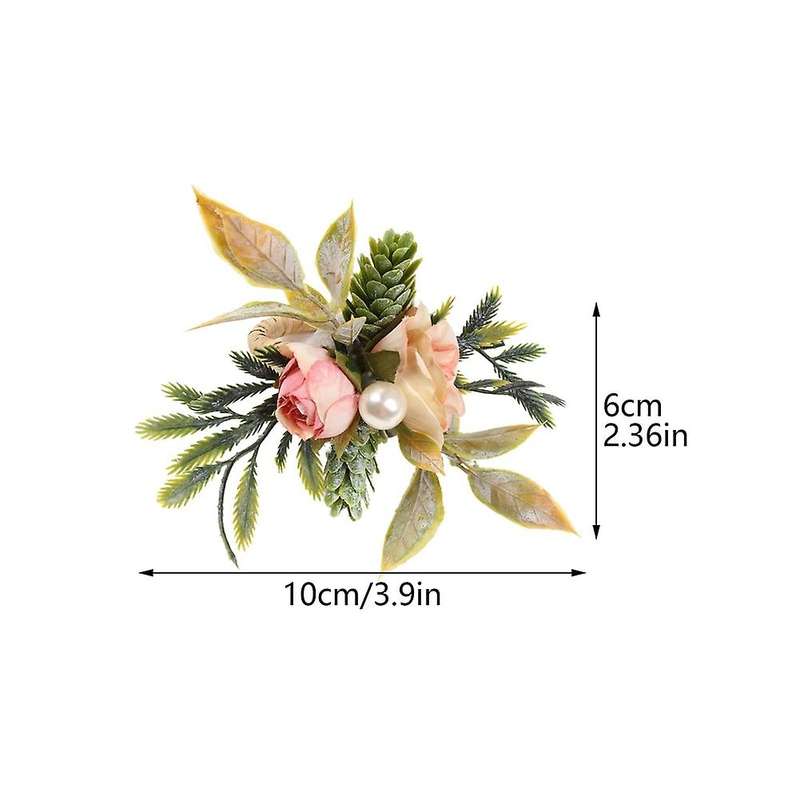 Double Rose Napkin Rings Set Of 4, Pink Flower Napkin Rings