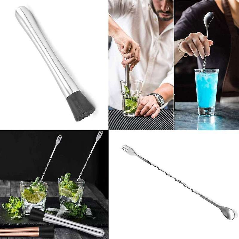 Cocktail Muddler & Mixing Spoon Set,for Make Mojito Mint Juleps Drink