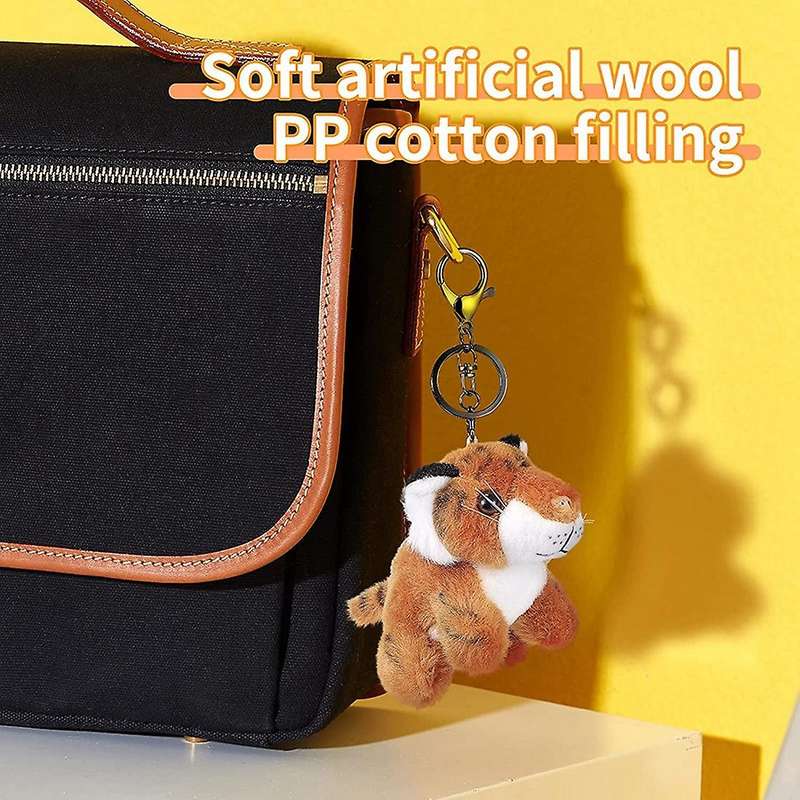 3 Pieces Plush Keychain Stuffed Animal Tiger Toy Animal Charm Keyring