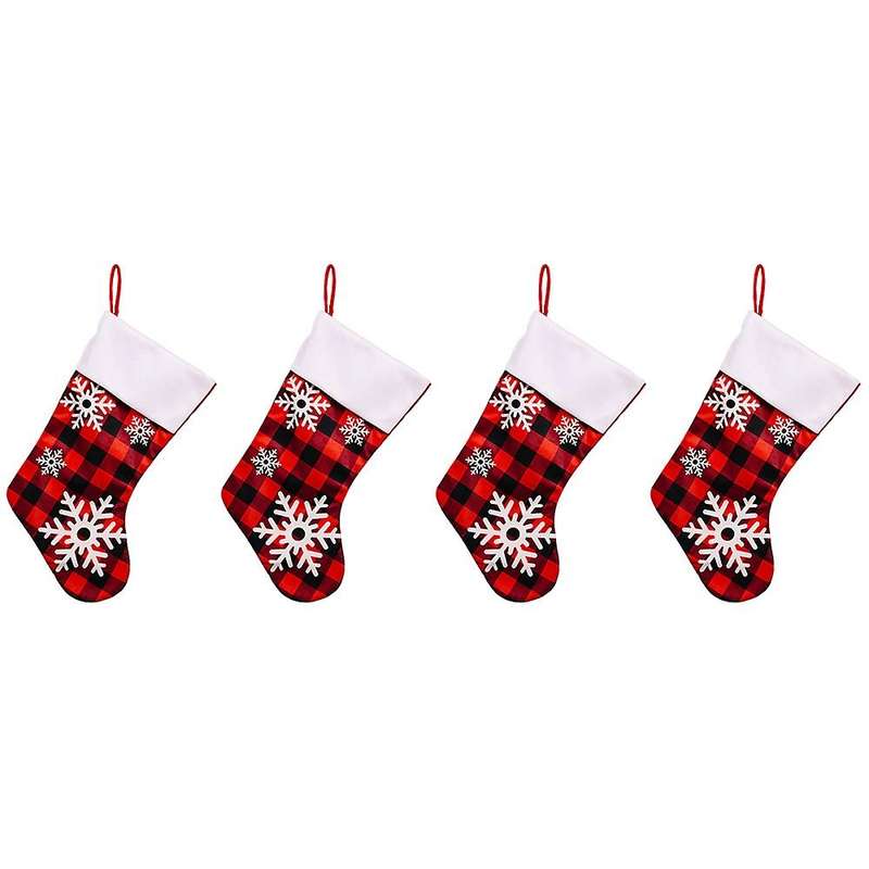 Christmas Stockings - Perfectly Plaid Rustic Stocking - 4 Pcs