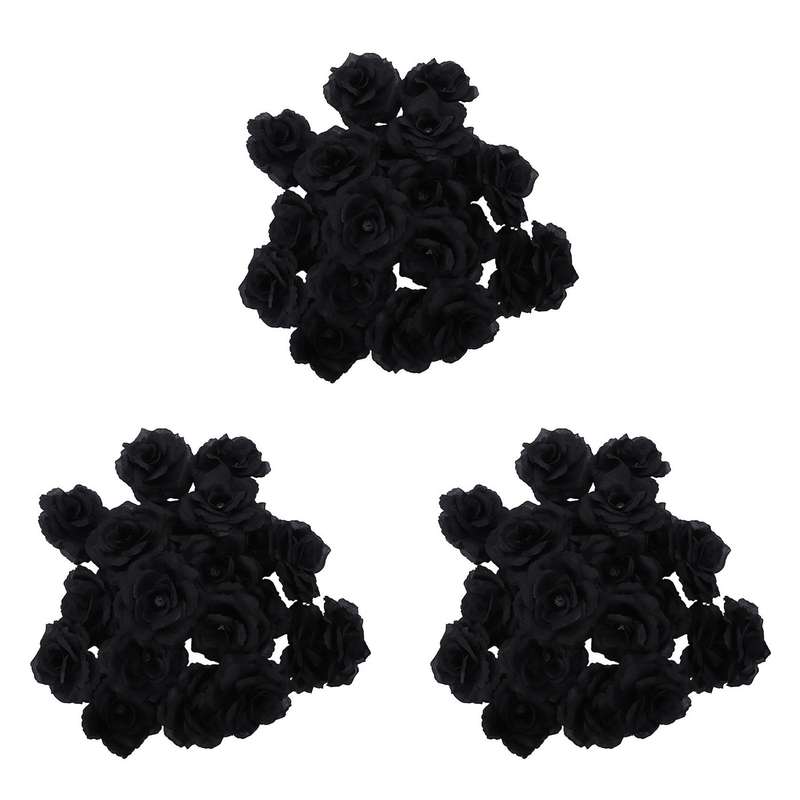 20stk. Schwarze Rose Kuenstliche Seide Blume Party Hochzeit Buero