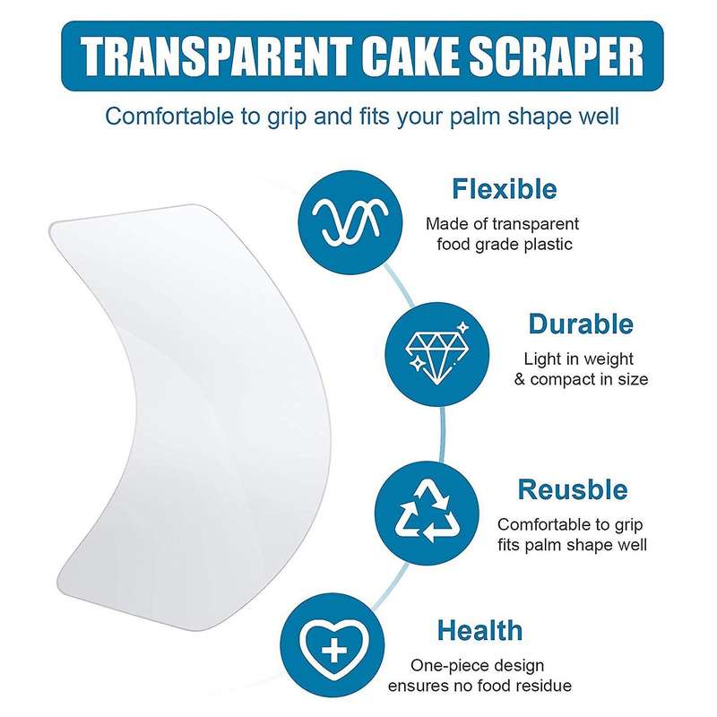 30 Pcs Cake Cream Scraper Transparent Flexible Plastic Pastry