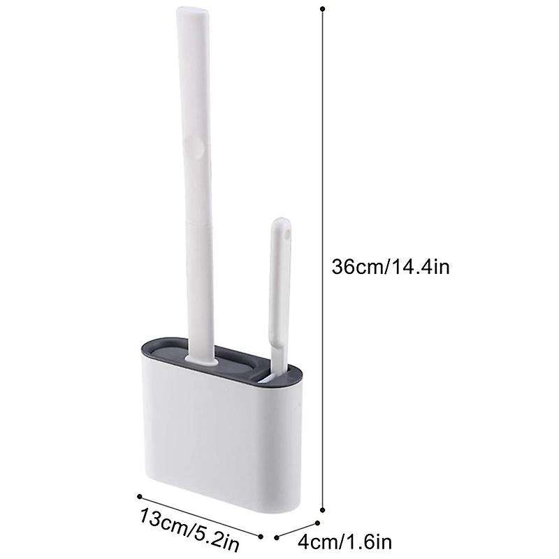Toilet Brush & Holder Kit with Hook and Small Brush Bristles Standing