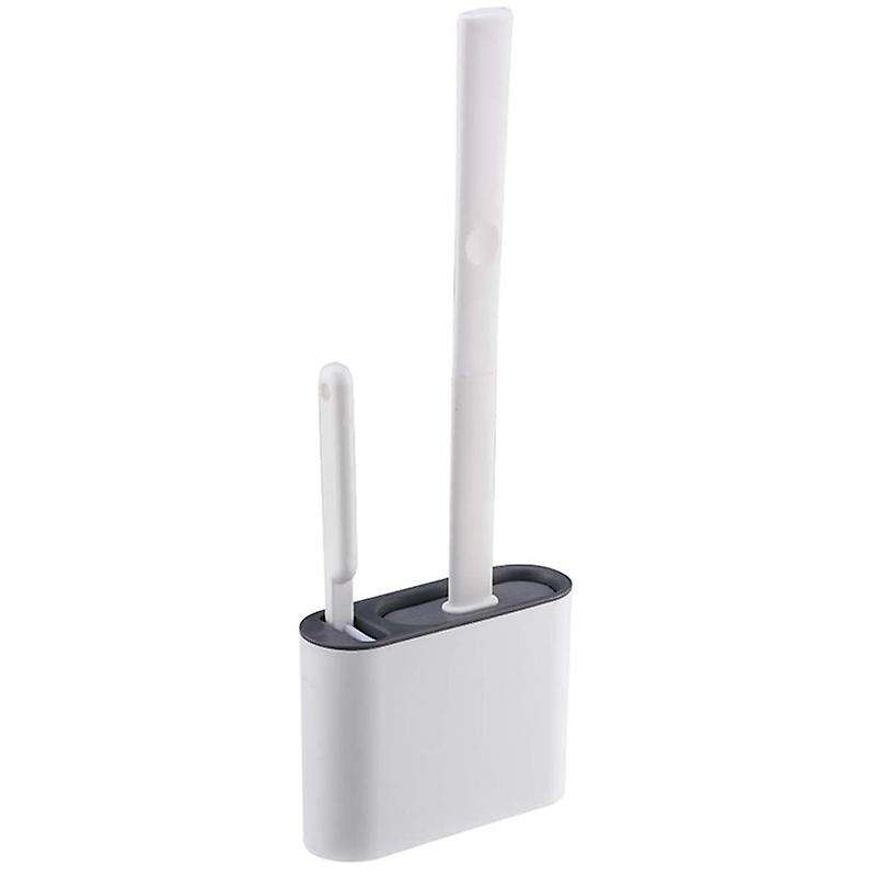 Toilet Brush & Holder Kit with Hook and Small Brush Bristles Standing