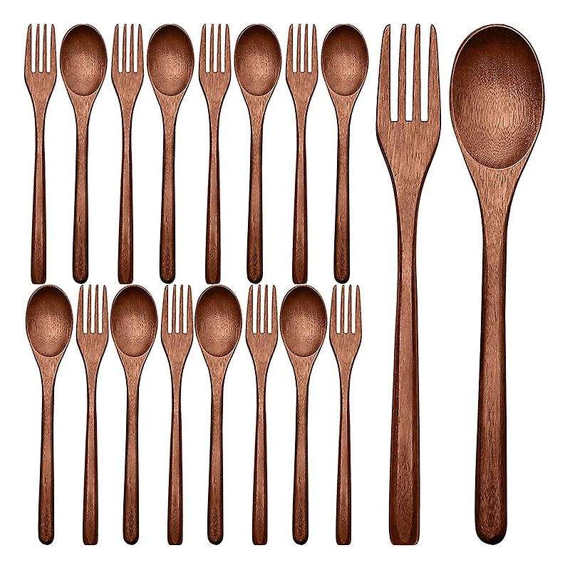 16pcs Wooden Spoons Forks Set Including Wooden Spoons Wooden Forks